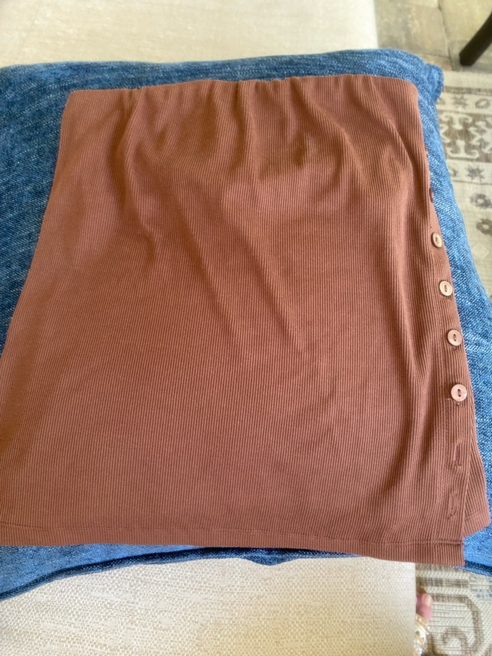 Abercrombie & Fitch Ribbed Strapless top with  in chocolate Brown with Side But